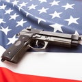 Ruffled flag with hand gun over it series - United States of America Royalty Free Stock Photo