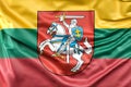 Ruffled Flag of Lithuania with Coat of Arms. 3D Rendering Royalty Free Stock Photo