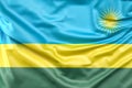 Ruffled Flag of Rwanda. 3D Rendering Royalty Free Stock Photo