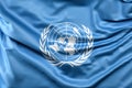 Ruffled Flag of the United Nations. 3D Rendering Royalty Free Stock Photo