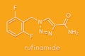 Rufinamide seizures drug molecule. Skeletal formula.