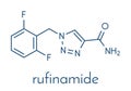 Rufinamide seizures drug molecule. Skeletal formula.