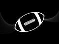 Rugby American football white silhouette and waves on black Royalty Free Stock Photo