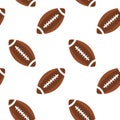 Rugby ball. American football ball seamless pattern. Sports at school. Sports background Royalty Free Stock Photo