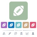 Rugby ball flat icons on color rounded square backgrounds Royalty Free Stock Photo