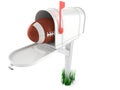 Rugby ball inside mailbox Royalty Free Stock Photo