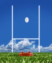 Rugby ball kicked to the posts showing movement