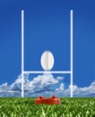 Rugby ball kicked to the posts showing movement Royalty Free Stock Photo