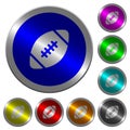 Rugby ball luminous coin-like round color buttons Royalty Free Stock Photo