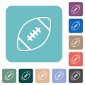 Rugby ball outline rounded square flat icons Royalty Free Stock Photo