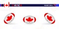 Rugby ball set with the flag of Canada in various angles on abstract background