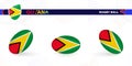 Rugby ball set with the flag of Guyana in various angles on abstract background Royalty Free Stock Photo
