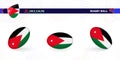 Rugby ball set with the flag of Jordan in various angles on abstract background Royalty Free Stock Photo