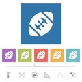 Rugby ball solid flat white icons in square backgrounds