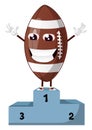 Rugby ball is standing on a winning throne, illustration, vector Royalty Free Stock Photo