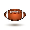 Rugby ball with stripes . Cartoon style oval shaped ball. American football accessories. Royalty Free Stock Photo