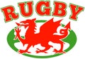 Rugby ball wales red dragon