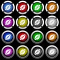 Rugby ball white icons in round glossy buttons on black background Royalty Free Stock Photo