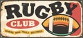 Rugby club retro sign post