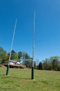 rugby field goal on sunny day during game Royalty Free Stock Photo