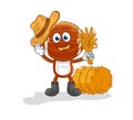 Rugby head farmer mascot. cartoon vector