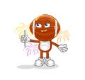 Rugby head with fireworks mascot. cartoon vector