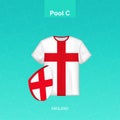 Rugby jersey of England team with flag of England