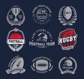 Rugby logo vector colorful set, Football badge logo template Royalty Free Stock Photo