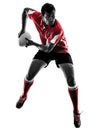 Rugby man player silhouette isolated