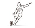 Rugby player action, cartoon sport graphic Royalty Free Stock Photo