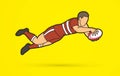 Rugby player action, cartoon sport graphic Royalty Free Stock Photo