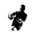 Rugby player with ball in hands, running athlete Royalty Free Stock Photo