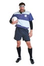 Rugby player cut out on white