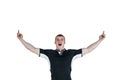 A rugby player gesturing victory Royalty Free Stock Photo