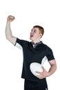 A rugby player gesturing victory Royalty Free Stock Photo