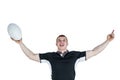 A rugby player gesturing victory Royalty Free Stock Photo