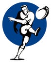 Rugby player kicking ball