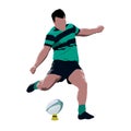 Rugby player kicking ball