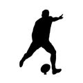 Rugby player kicking ball, vector silhouette