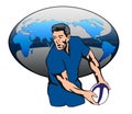 Rugby player passing ball Royalty Free Stock Photo