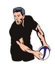 Rugby player passing ball Royalty Free Stock Photo