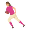 Rugby player run icon cartoon vector. Fast team sport Royalty Free Stock Photo