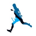 Rugby player running with ball, abstract blue geometric vector s Royalty Free Stock Photo