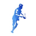 Rugby player running with ball, abstract blue geometric vector s Royalty Free Stock Photo
