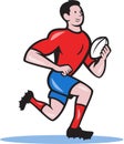 Rugby Player Running Ball Cartoon
