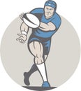 Rugby Player Running Ball Isolated Cartoon