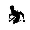 Rugby player running with ball, isolated vector silhouette, ink drawing Royalty Free Stock Photo