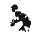 Rugby player running with ball, isolated vector silhouette Royalty Free Stock Photo