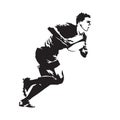Rugby player running with ball, vector silhouette Royalty Free Stock Photo