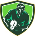 Rugby Player Running Passing Ball Crest Retro Royalty Free Stock Photo